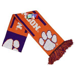 Clemson Tigers NCAA College Logo & Team Colors Knit Fringe Scarf 62"x7"